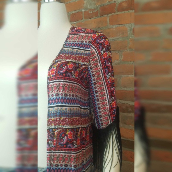 Love Tease Women's Kimono Top Multicolor Black - Picture 6 of 7